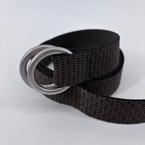 Bison Designs Ring Belt Mens Large (46" Long ) Brown Nylon Webbing D-Ring USA